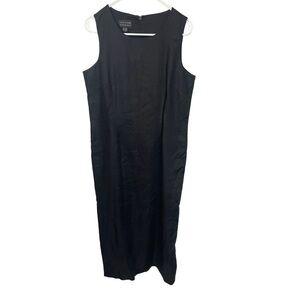 Spenser Jeremy Vtg.100% Linen Black Sleeveless Sheath Maxi Dress, 12